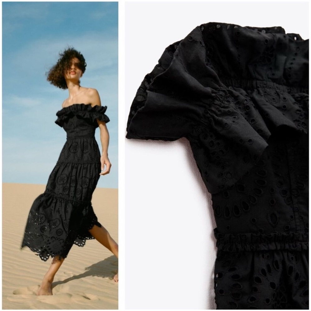 Zara off shoulder eyelet dress